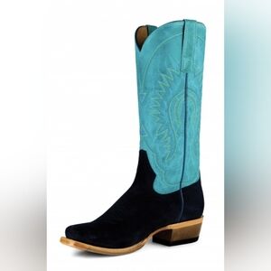 Macie Bean Womens Mb Th Black Suede 13 In. Turquoise Sinsation Western Boot Rode